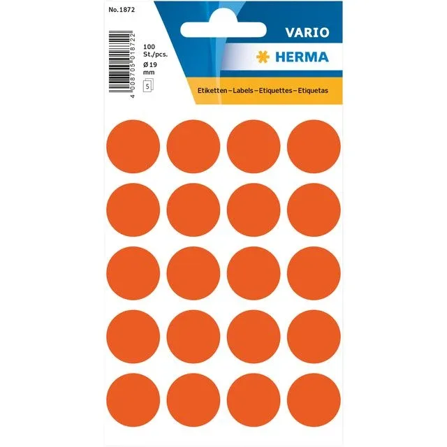 Etiket herma 1872 rond 19mm rood 100st | 10 stuks van Herma – productfoto
