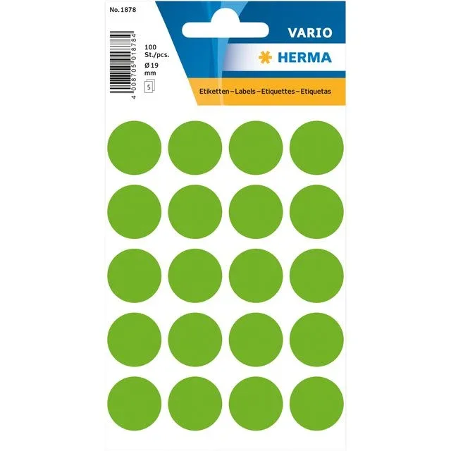 Etiket herma 1878 rond 19mm fluor groen 100st | 10 stuks by Herma – product photo