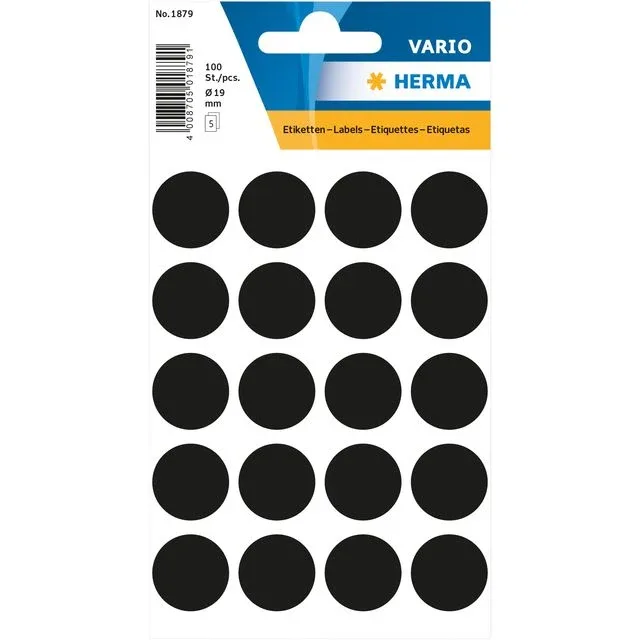 Etiket herma 1879 rond 19mm zwart 100st | 10 stuks van Herma – productfoto