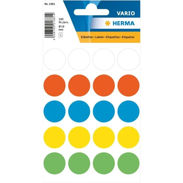 Etiket herma 1881 rond 19mm assorti 100st | 10 stuks van Herma – productfoto