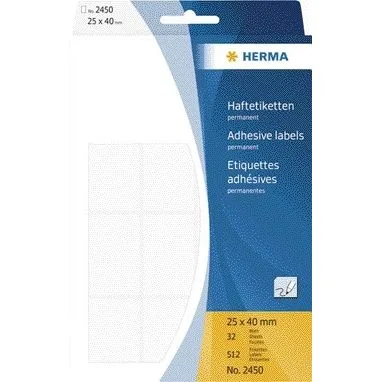 Etiket herma 2450 25x40mm wit 512st | 10 stuks by Herma – product photo