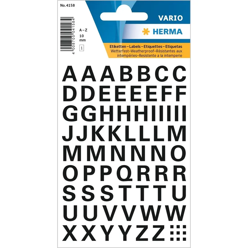 Etiket herma 4158 10mm letters a-z zwart | 10 stuks by Herma – product photo