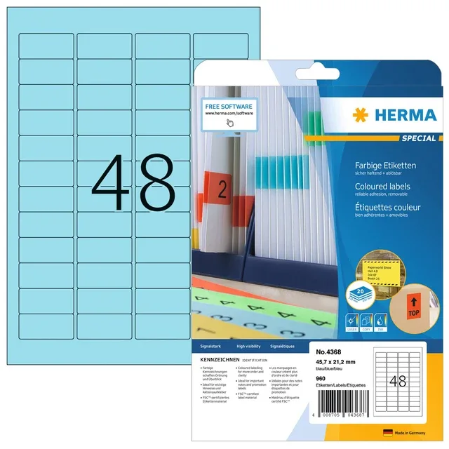 Etiket herma 4368 45.7x21.2mm verwijderb bl 960st | 32 stuks van Herma – productfoto