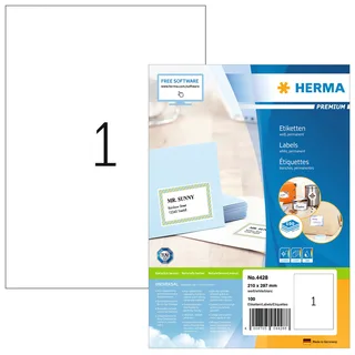 Etiket HERMA 4428 210x297mm A4 premium wit 100 stuks de Herma – photo produit 1 sur 2