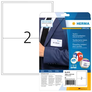 Etiket HERMA 4519 199.6x143.5mm acetaatzijde wit 40 stuks från Herma – produktbild 1 av 2