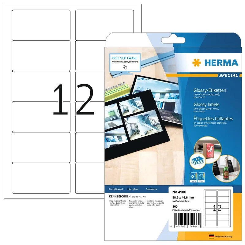 Etiket herma 4609 52.5x21.2mm prem wit 11200st | 8 stuks by Herma – product photo