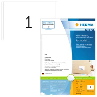 Etiket HERMA 8690 148.5x205mm premium wit 400 stuks de Herma – photo produit 1 sur 2