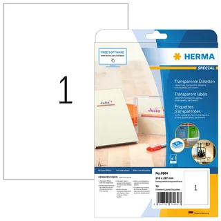 Etiket HERMA 8964 210x297mm transparant glanzend 10 stuks by Herma – product photo 1 of 2