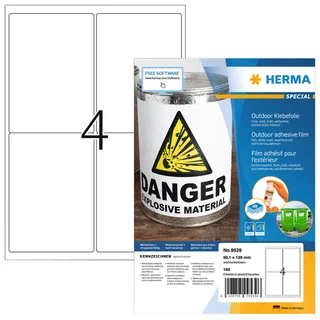 Etiket HERMA 9539 99.1x139mm weerbestendig wit 160 stuks by Herma – product photo 1 of 2