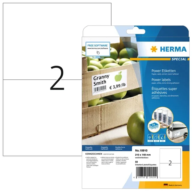 Etiket herma power 10910 210x148mm wit 50st | 32 stuks by Herma – product photo