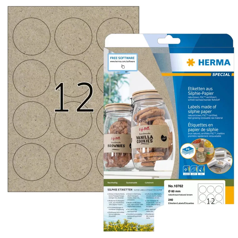 Etiketten Silphie A4 20 Blatt 60mm Rund von Herma – Produktfoto
