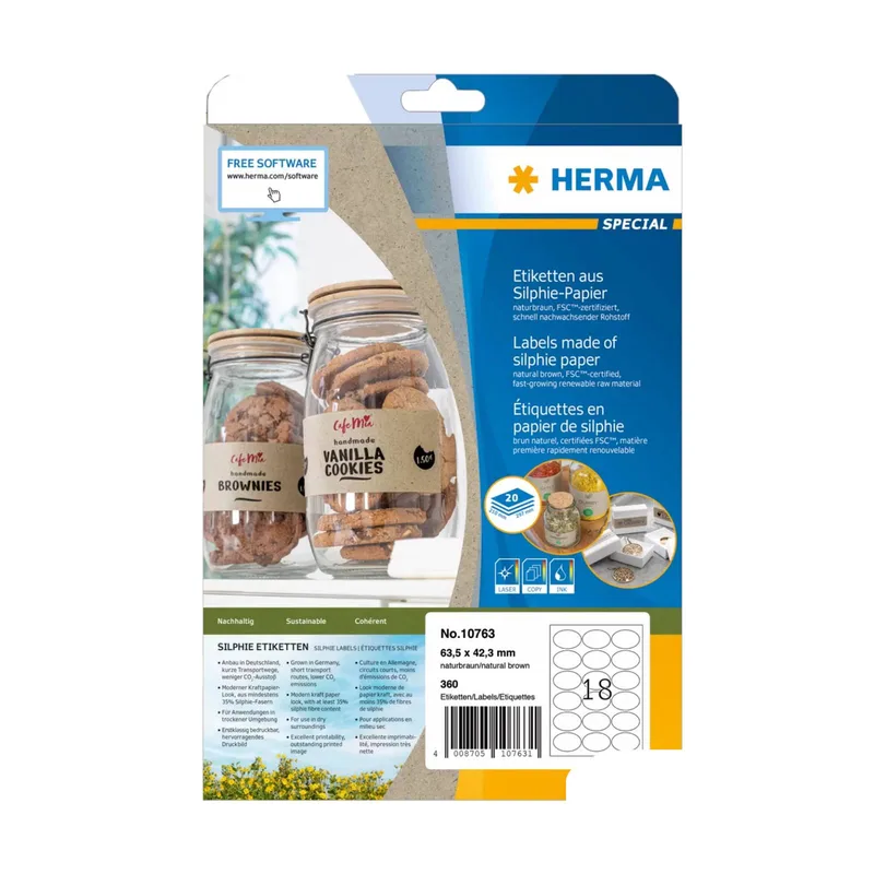 Etiketten Silphie A4 20 Blatt 63.5x42.3 Oval von Herma – Produktfoto