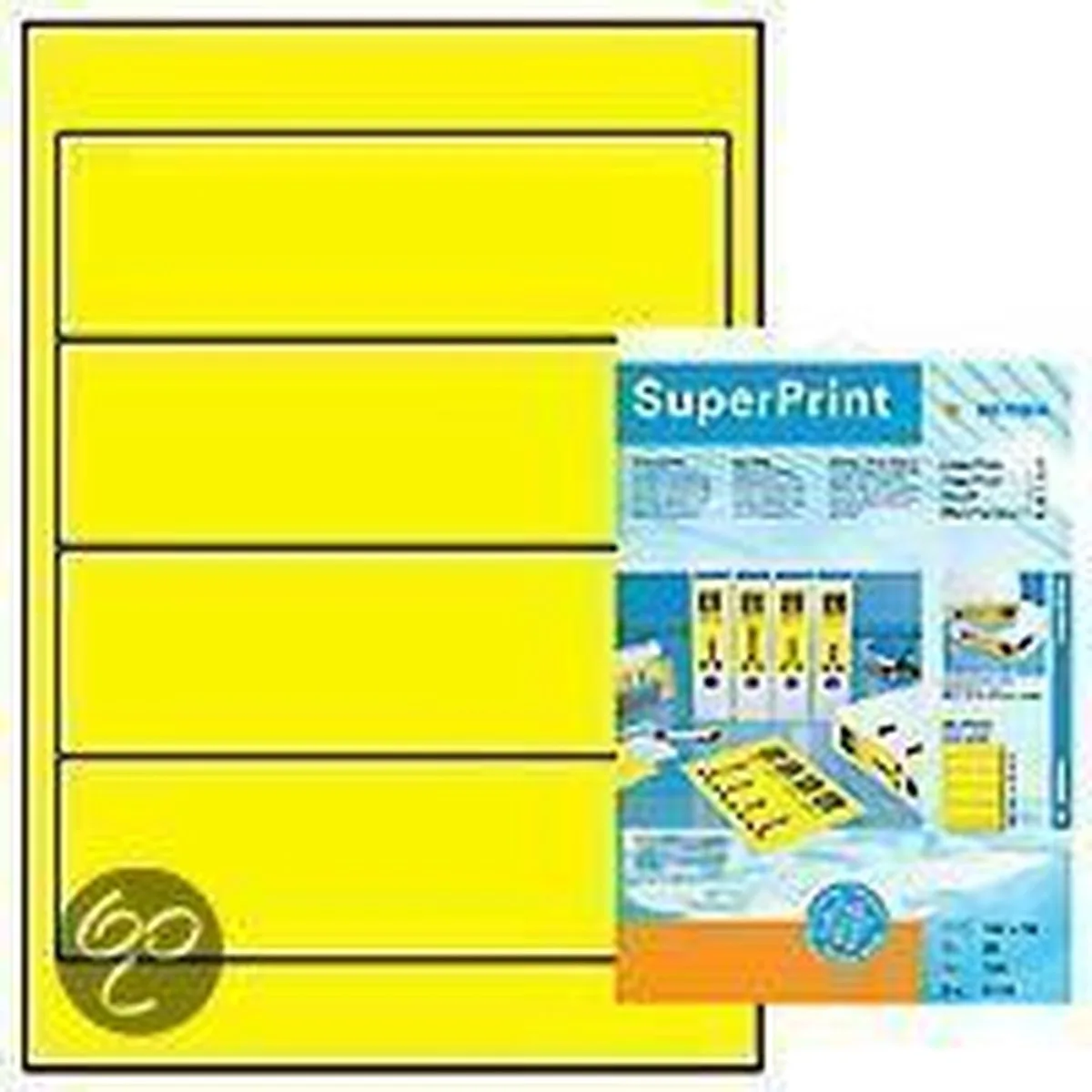 File labels yellow 192x59 SuperPrint 100 pcs. de Herma en Jaune – photo produit