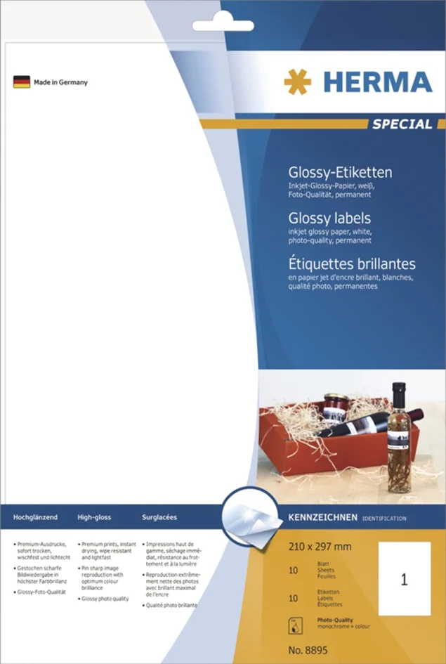 Flaschen-Etiketten SPECIAL, 90 x 120 mm, weiß von Herma – Produktfoto