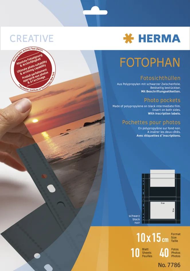 Fotophan Sichthüllen DIN A4, für Fotos 9 x 13 cm, hoch de Herma – photo produit