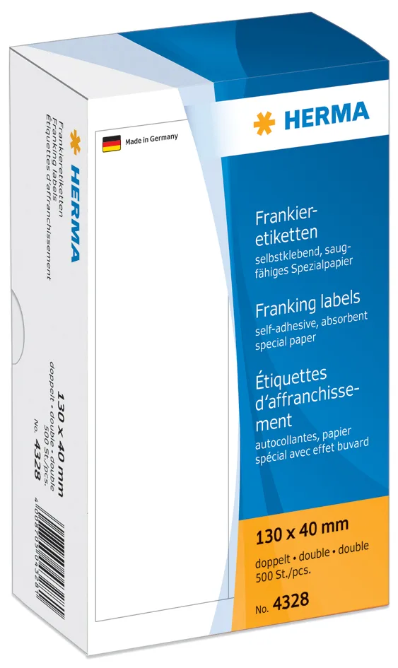 Frankier-Etiketten, 130 x 40 mm, einzeln, weiß by Herma – product photo