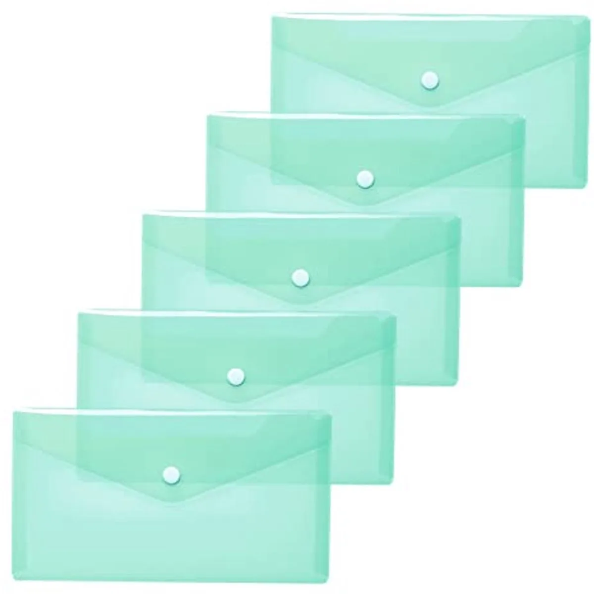 HERMA 20041 documenthoezen DIN lang transparant 5 stuks, kleine zichtbare zakken enveloppen met drukknopen, plastic enveloppen voor school, universiteit, kantoor, reizen by Herma in Turquoise – product photo