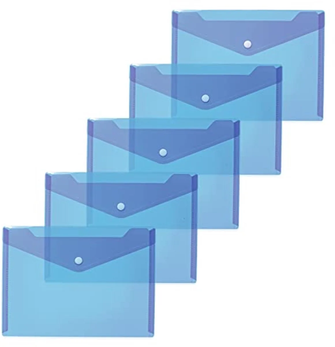 HERMA 20055 documenthoezen A5 transparant 5 stuks, kleine transparante hoezen, enveloppen met drukknopen, plastic enveloppen voor school, universiteit, kantoor, reizen by Herma in Blue – product photo