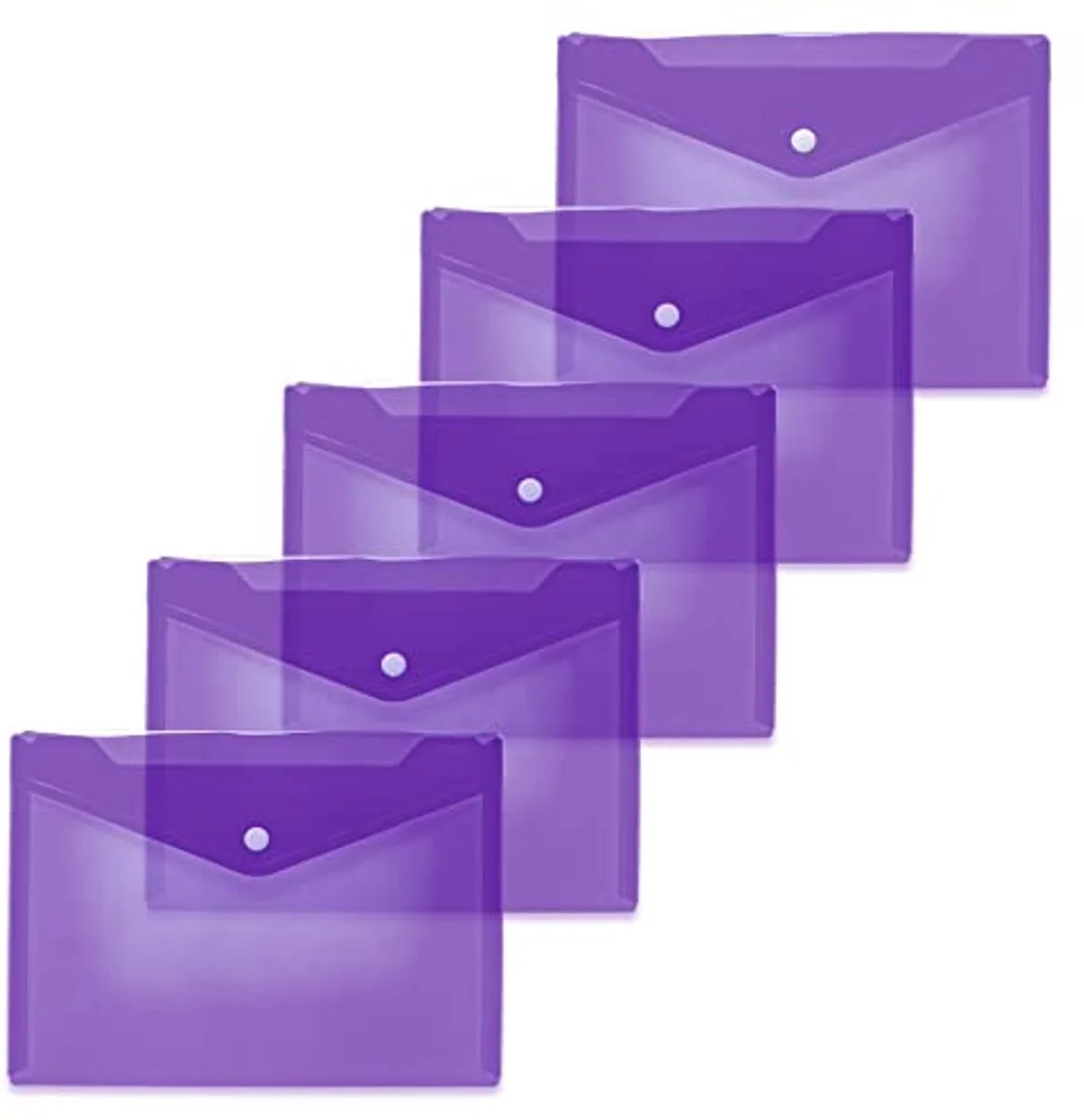 HERMA 20061 documenthoezen A5 transparant violetpaars, 5 stuks, kleine zichtbare zakken enveloppen met drukknopen, plastic enveloppen voor school, universiteit, kantoor, reizen by Herma in Purple – product photo
