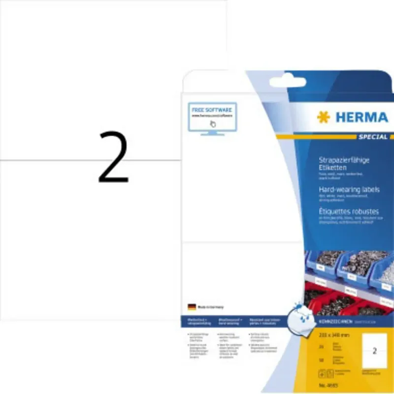 Herma 4693 Folien-Etiketten 210 x 148 mm Polyester-Folie Weiß 50 St. Extra stark haftend Laserdrucker, Farblaserdrucker, Kopierer, Farbkopierer von Herma – Produktfoto