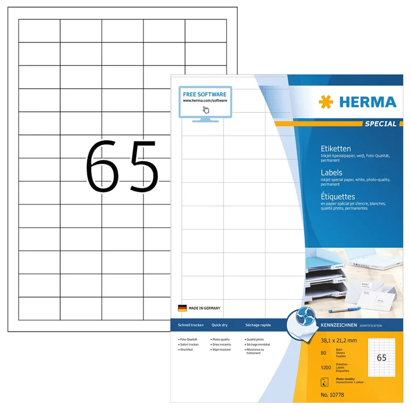 Inkjet-Etiketten, 96 x 139,7 mm, weiß by Herma – product photo