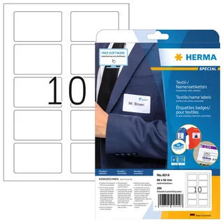 Naambadge etiket HERMA 4514 80x50mm wit 200 stuks de Herma – photo produit 1 sur 2