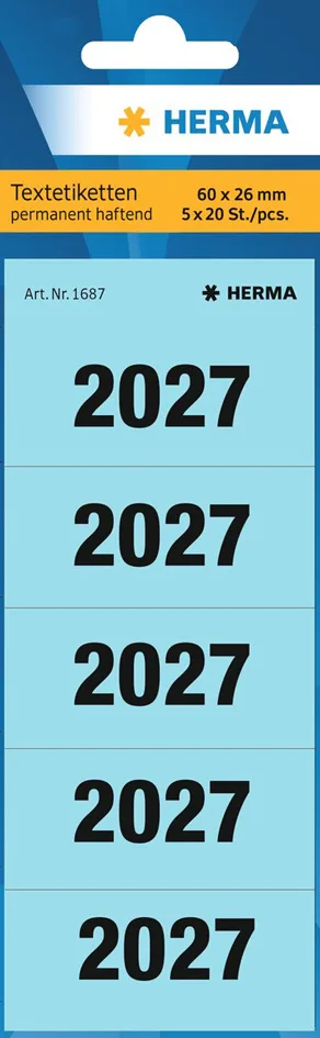 Ordner-Inhaltsschild , 2027, , 60 x 26 mm, blau von Herma – Produktfoto