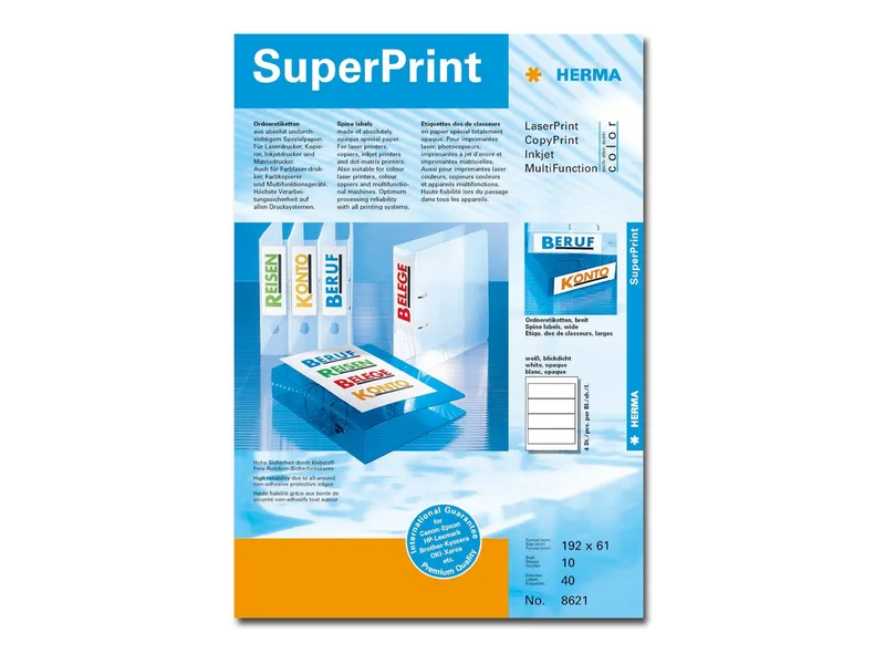 Ordneretiketten A4 weiß 192x61 mm Papier opak 40 St. by Herma – product photo