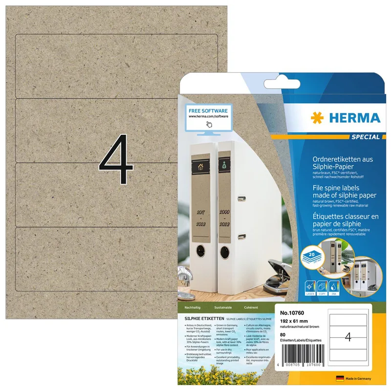 Ordnerrücken-Etiketten, Silphie-Papier, 192 x 61 mm by Herma – product photo
