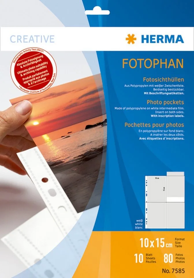 Prospekthülle Fotophan-Sichthüllen 10x15cm hoch weiß VE=10 Hüllen by Herma – product photo