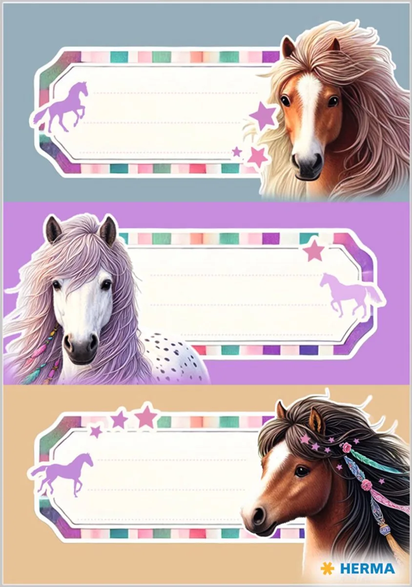 School labels school Dolphins - glittery - Multicolour - Rectangle - Permanent - Paper - 6 pc(s) - 2 pc(s) van Herma in Gekleurd – productfoto