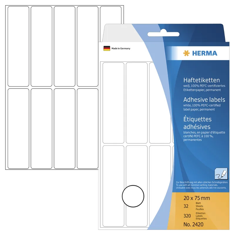 Vielzweck-Etiketten, 24 x 24 mm, weiß, Großpackung fra Herma – produktbillede