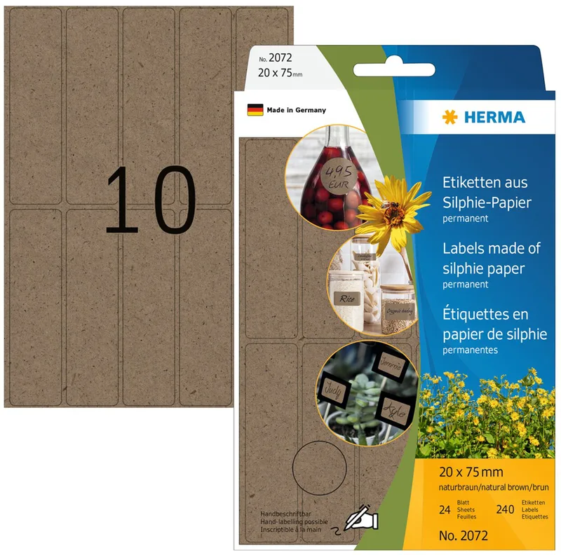 Vielzweck-Etiketten Silphie, 52 x 82 mm, naturbraun by Herma – product photo