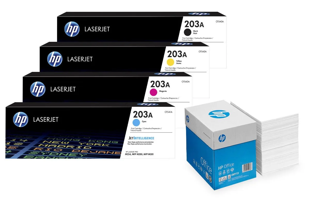 Bundle mit HP Original 203A Toner 4er Multipack + 2.500 Blatt HP Kopierpapier hochweiß de HP – photo produit