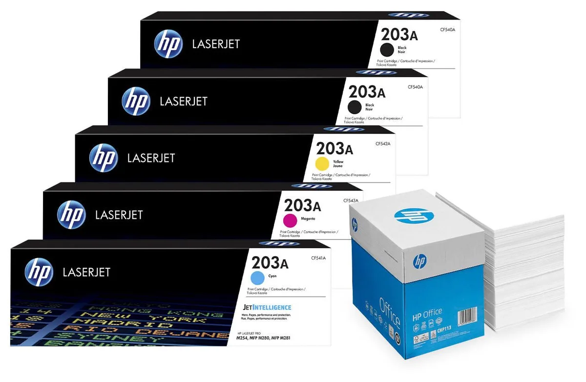 Bundle mit HP Original 203A Toner 5er Multipack + 2.500 Blatt HP Kopierpapier hochweiß de HP – photo produit