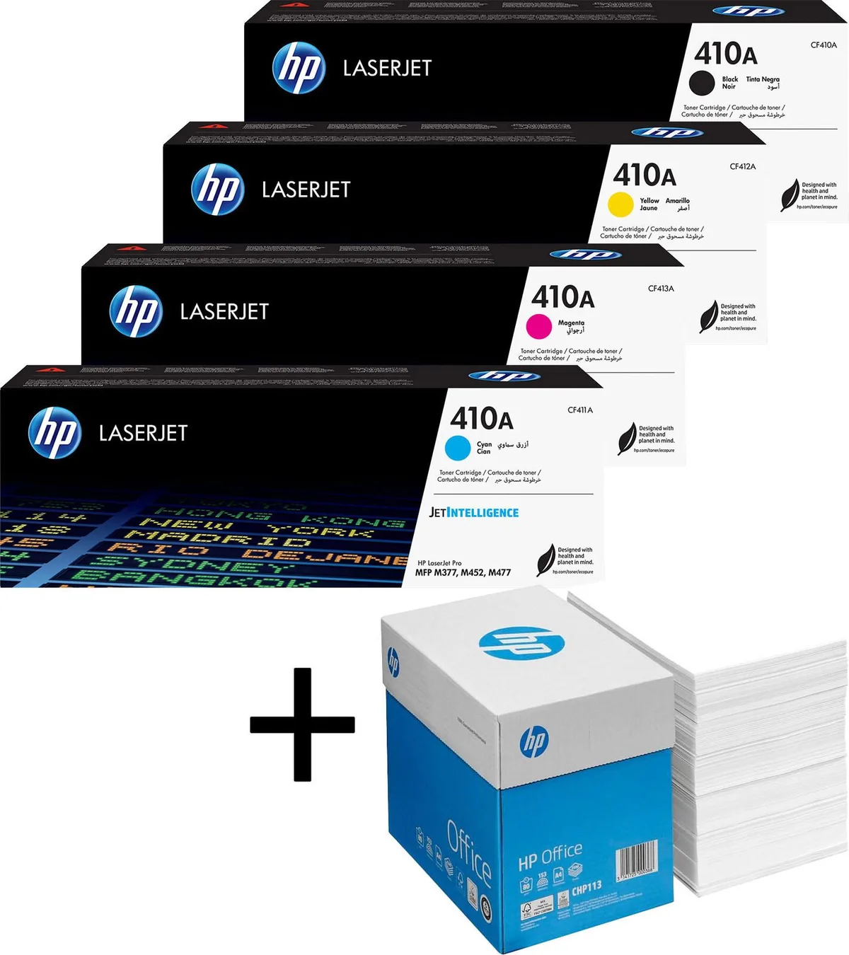 Bundle mit HP Original 410A Toner 4er Multipack + 2.500 Blatt HP Kopierpapier hochweiß de HP – photo produit