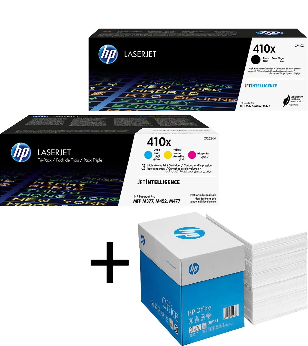 Bundle mit HP Original 410X Toner 4er Multipack + 2.500 Blatt HP Kopierpapier hochweiß fra HP – produktbillede