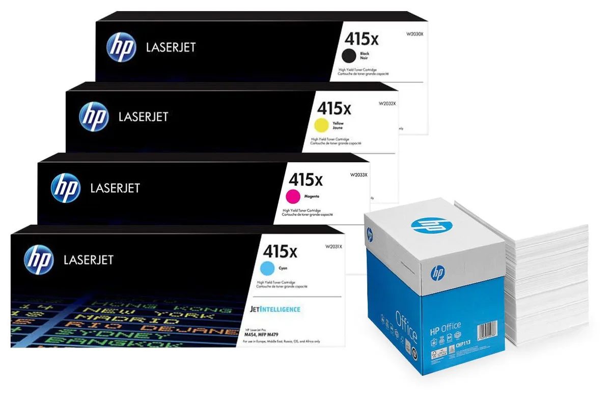 Bundle mit HP Original 415X Toner 4er Multipack + 2.500 Blatt HP Kopierpapier hochweiß fra HP – produktbillede