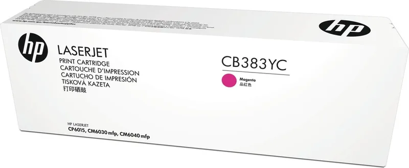 CB383YC - Magenta - original - LaserJet - toner cartridge ( CB383YC ) Contract - for Color LaserJet CM6030, CM6040, CP6015 by HP in Purple – product photo