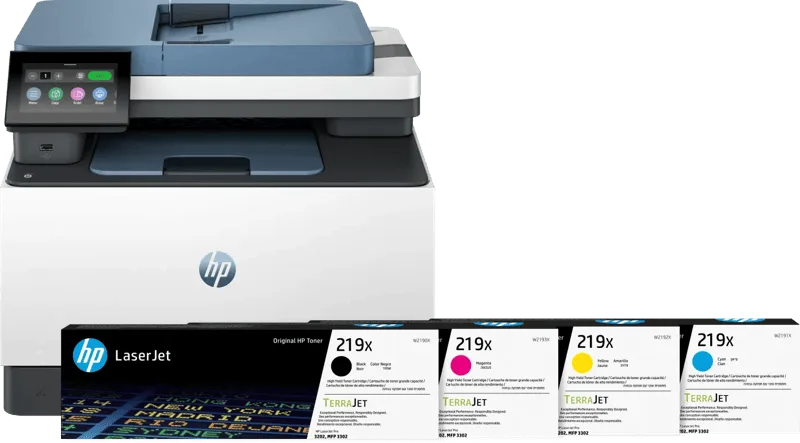 Color LaserJet 3302sdw + 1 set extra XL toners van HP – productfoto
