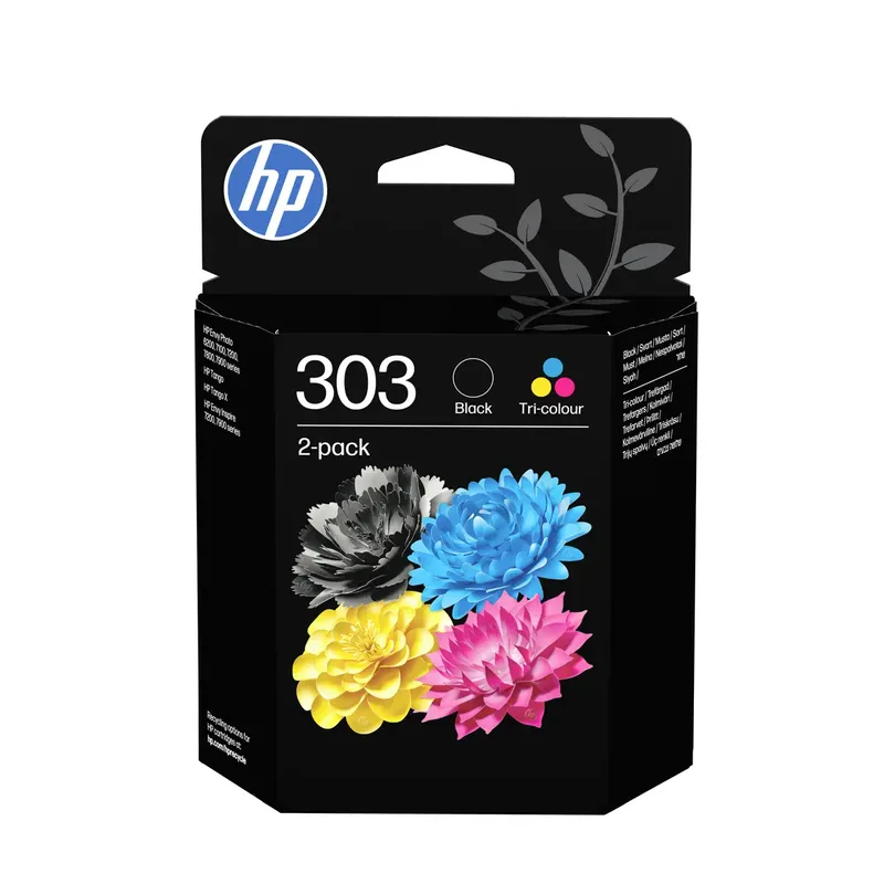 Druckerpatrone 303 Original 2er-Pack Cyan, Gelb, Magenta, Schwarz 3YM92AE de HP – photo produit