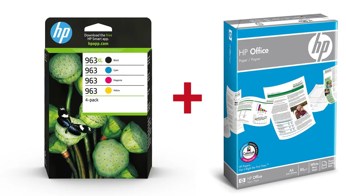 Druckerpatronen Bundle mit HP Original 963XL Multipack + 500 Blatt HP Kopierpapier fra HP – produktbillede
