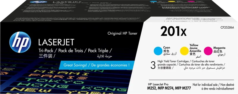 HP 201X - Tonercartridge - Origineel - Hoge Capaciteit - Cyaan/Magenta/Geel - 3 pack de HP en Jaune – photo produit