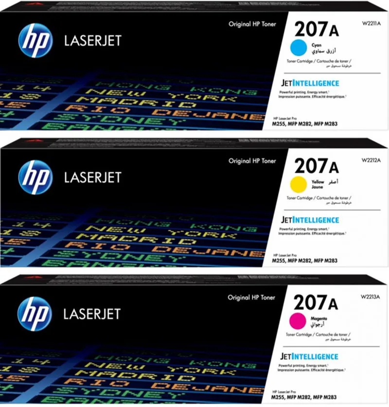 HP 207A - Tonercartridge - Origineel - Standaard capaciteit - Rainbowkit - Cyaan/Magenta/Geel by HP in Cyaan – product photo