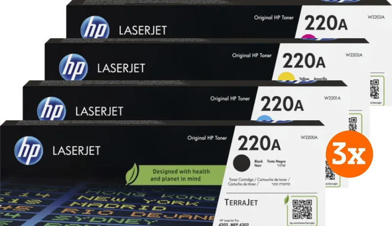 HP 220A LaserJet Toner Multipack (3 Stück) von HP – Produktfoto
