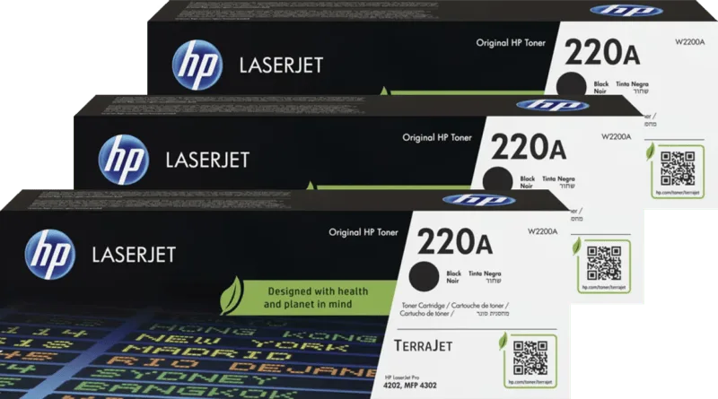 HP 220A LaserJet Toner Zwart (3 stuks) fra HP – produktbillede