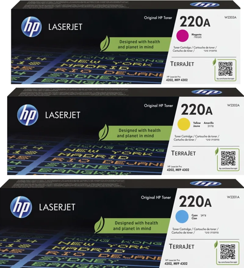HP 220A - Tonercartridge - Origineel - Standaard Capaciteit - Rainbowkit - Cyaan/Magenta/Geel von HP in Cyaan – Produktfoto
