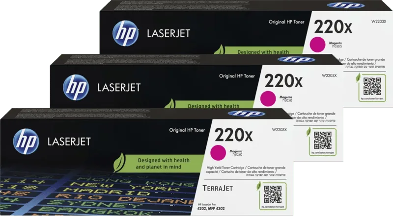 HP 220X LaserJet Toner Magenta (3 stuks) van HP – productfoto