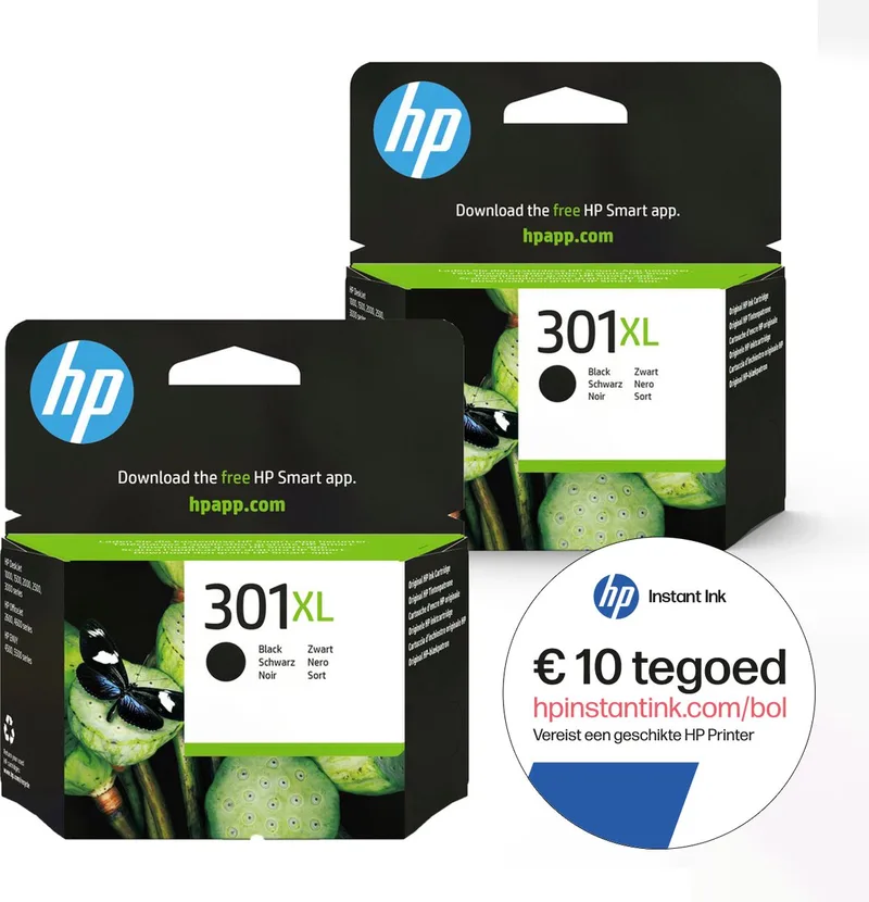 HP 301XL - Inktcartridge - Origineel - Hoge capaciteit - 2x 301XL Zwart + Instant Ink tegoed von HP in Schwarz – Produktfoto
