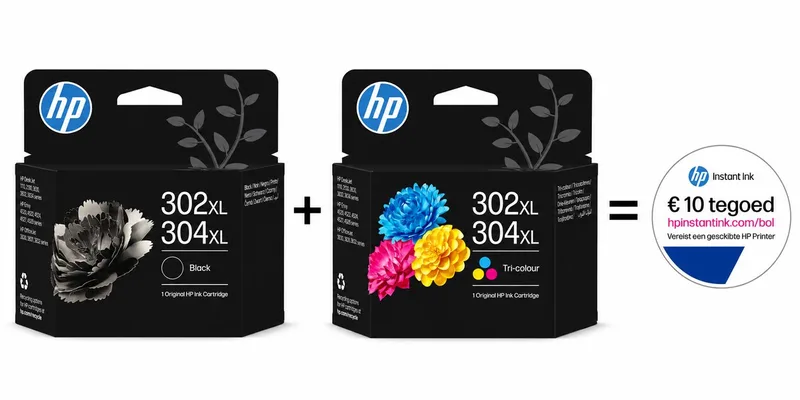 HP 302/304 - Inktcartridge kleur XL & XL + Instant Ink tegoed by HP in Black – product photo